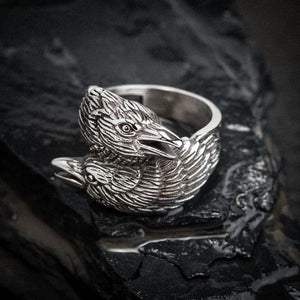 Stainless Steel Twin Raven Ring-Viking Ring-Norse Spirit