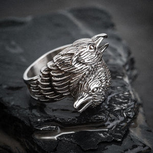 Stainless Steel Twin Raven Ring-Viking Ring-Norse Spirit