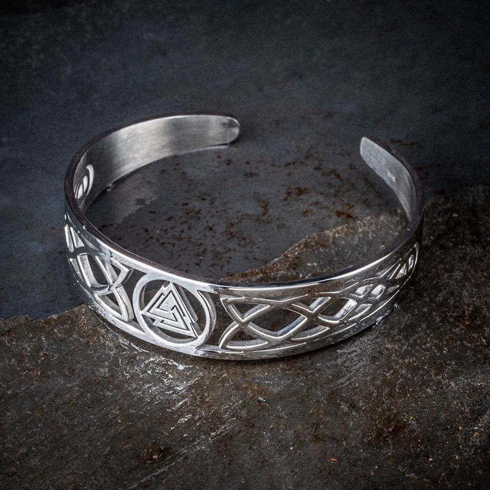 Stainless Steel Valknut and Celtic Design Bracelet-Viking Bracelet-Norse Spirit