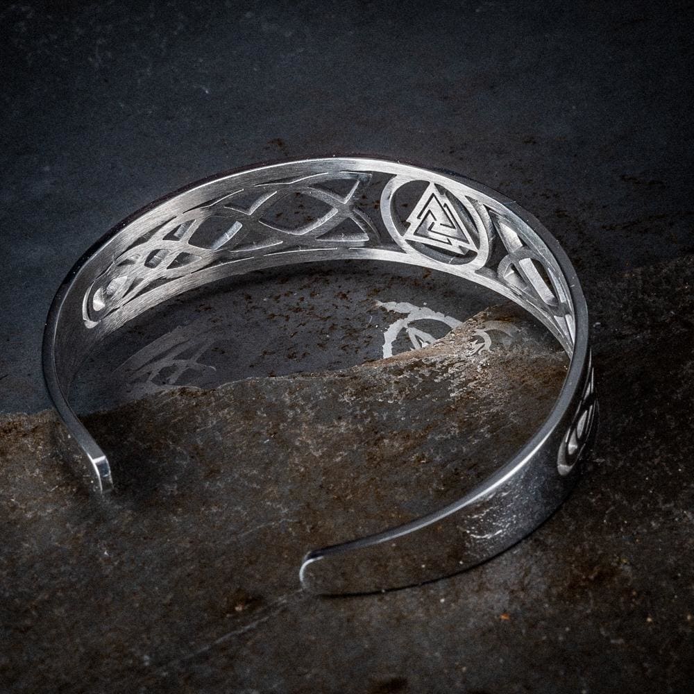 Stainless Steel Valknut and Celtic Design Bracelet-Viking Bracelet-Norse Spirit