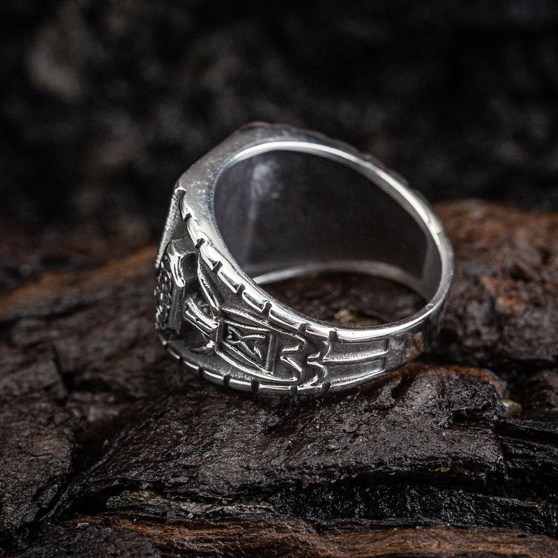 Stainless Steel Valknut and Mjolnir Ring - Norse Spirit