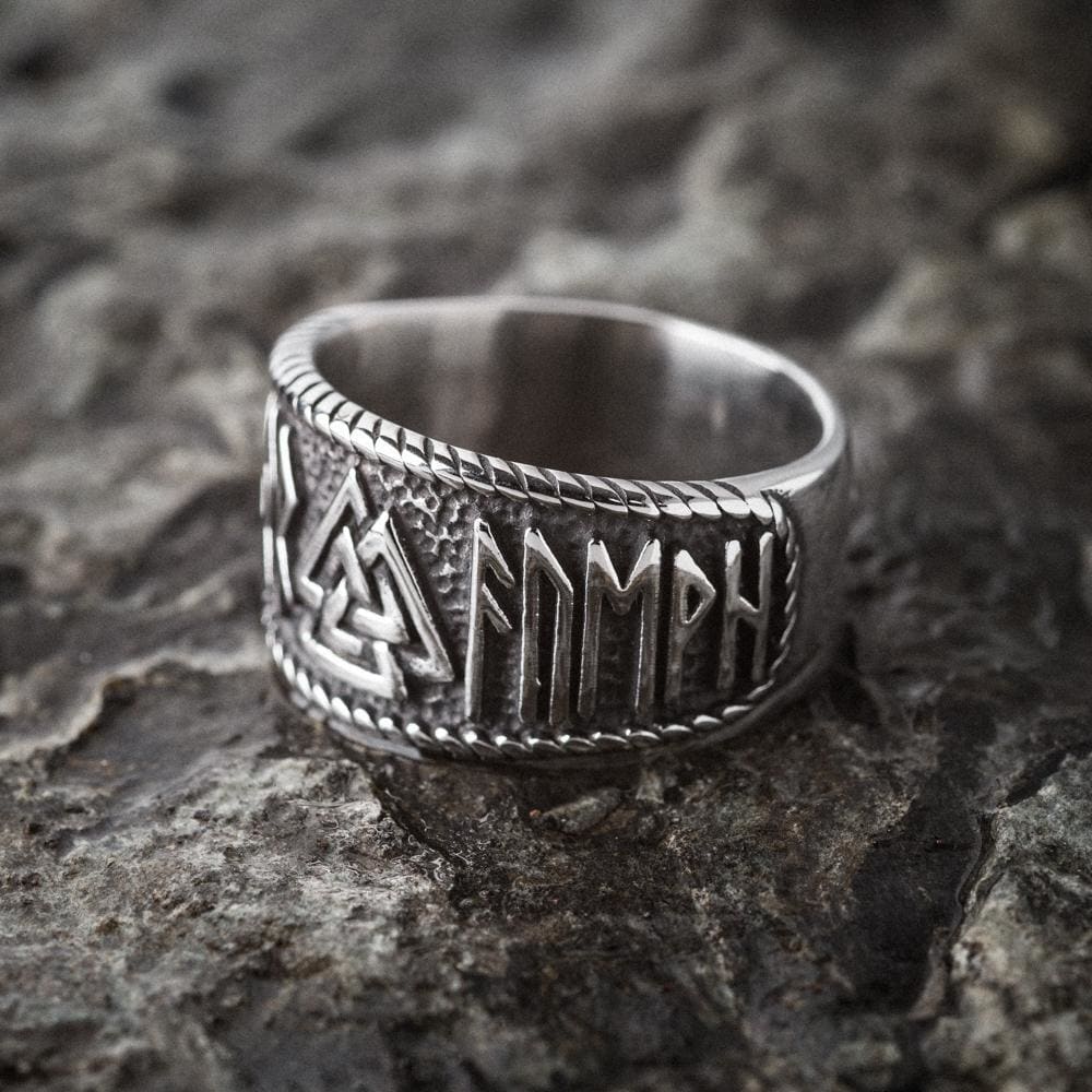 Stainless Steel Valknut and Rune Ring-Viking Ring-Norse Spirit