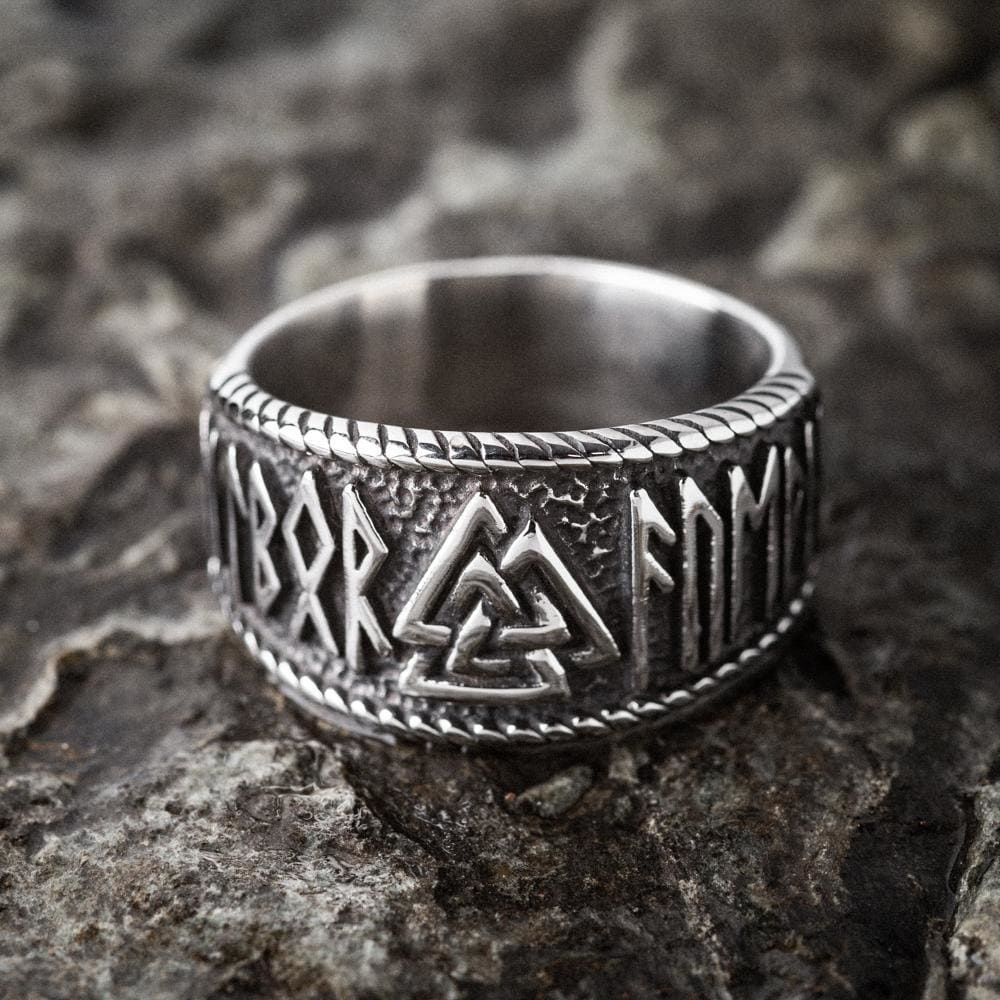 Stainless Steel Valknut and Rune Ring-Viking Ring-Norse Spirit