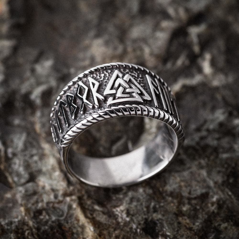 Stainless Steel Valknut and Rune Ring-Viking Ring-Norse Spirit