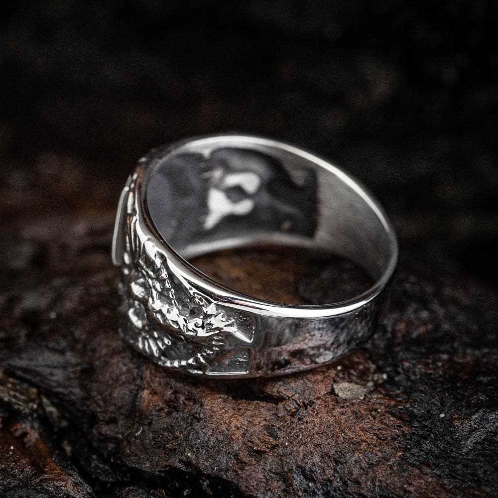 Stainless Steel Valknut and Twin Raven Ring-Viking Ring-Norse Spirit