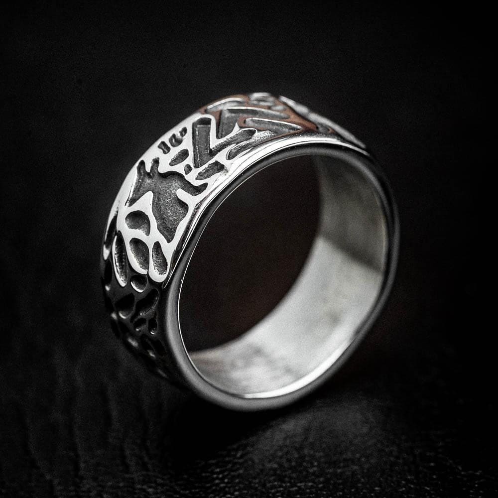 Stainless Steel Valknut and Wolf Ring-Viking Ring-Norse Spirit