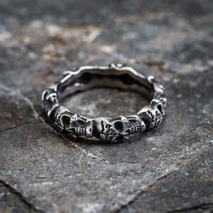 Stainless Steel Vanquished Foes Skull Ring-Viking Ring-Norse Spirit
