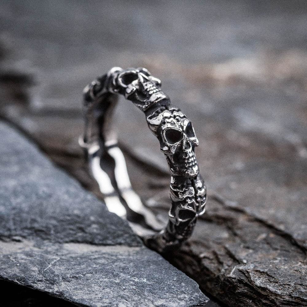 Stainless Steel Vanquished Foes Skull Ring-Viking Ring-Norse Spirit