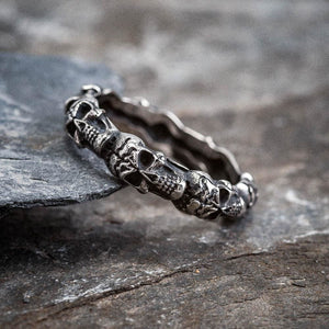 Stainless Steel Vanquished Foes Skull Ring-Viking Ring-Norse Spirit
