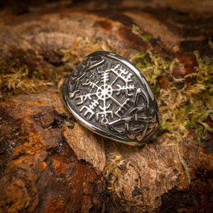 Stainless Steel Vegvisir and Celtic Knot Ring-Viking Ring-Norse Spirit