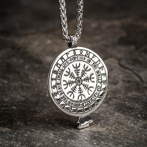 Stainless Steel Vegvisir and Raven Necklace - Norse Spirit
