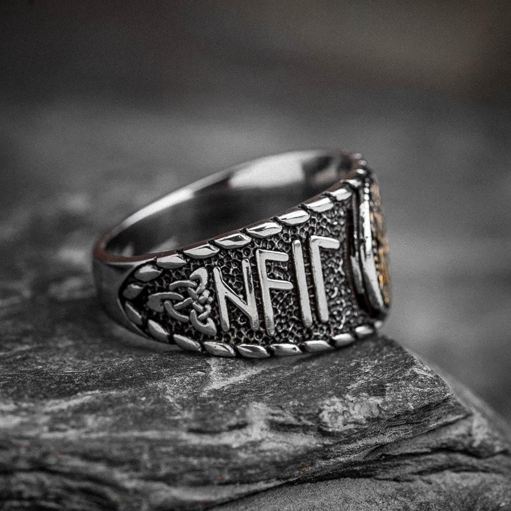 Stainless Steel Vegvisir and Runes Ring-Viking Ring-Norse Spirit