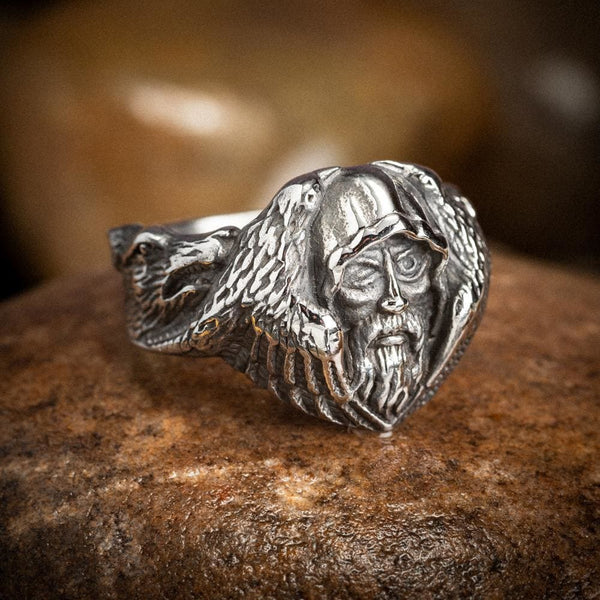 Raven Viking Ring Men, Viking Ring Stainless, Odins Ravens Jewelry