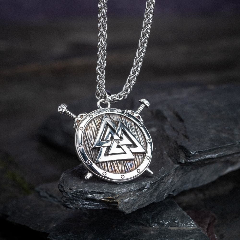 Stainelss Steel Viking Shield and Valknut Necklace-Viking Necklace-Norse Spirit