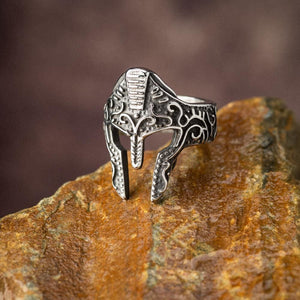 Stainless Steel Warrior Helmet Ring-Viking Ring-Norse Spirit