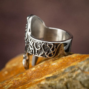 Stainless Steel Warrior Helmet Ring-Viking Ring-Norse Spirit