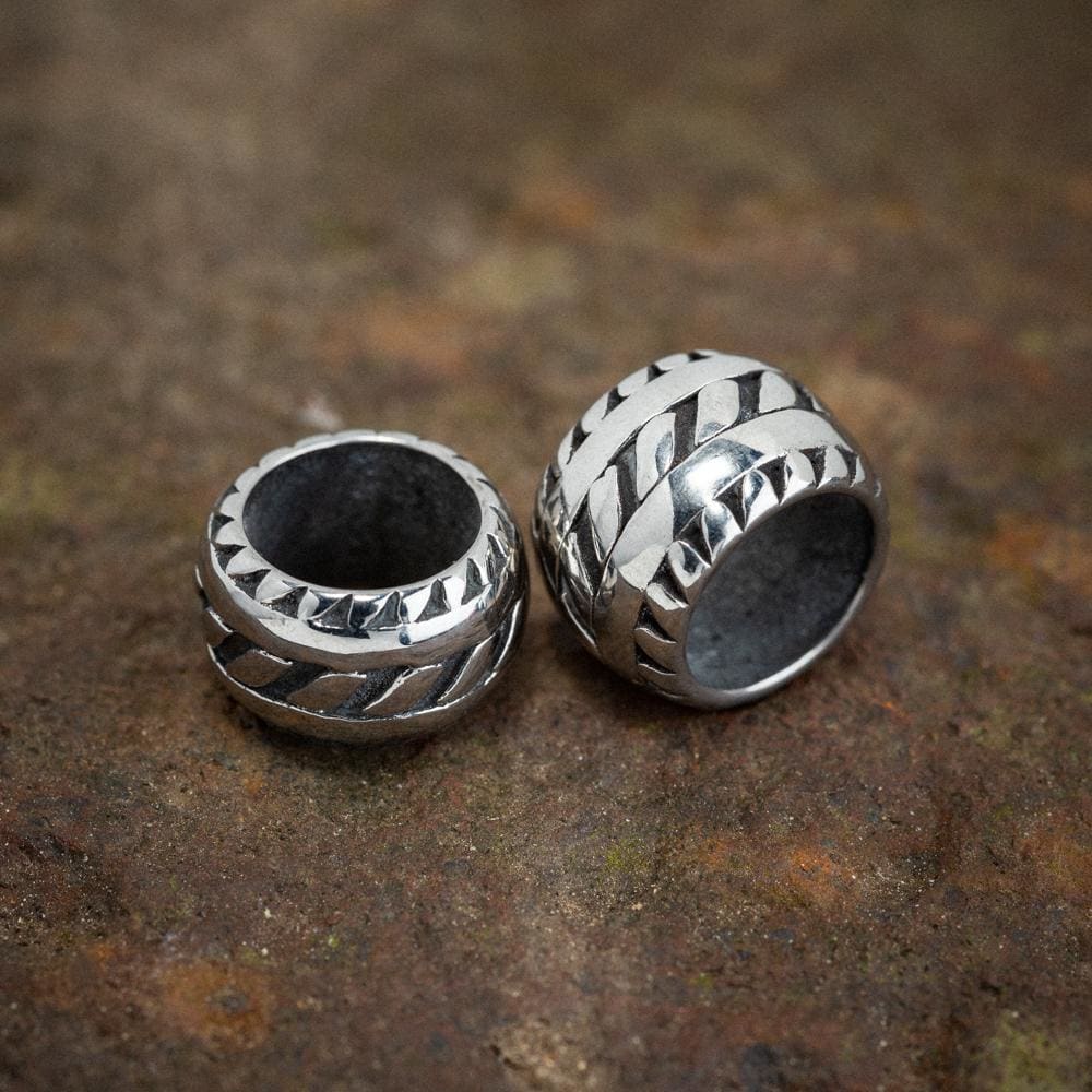 Stainless Steel Wide Beard Bead-Viking Beard Rings-Norse Spirit
