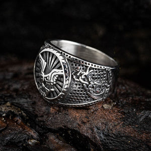 Stainless Steel Winged Raven Ring-Viking Ring-Norse Spirit