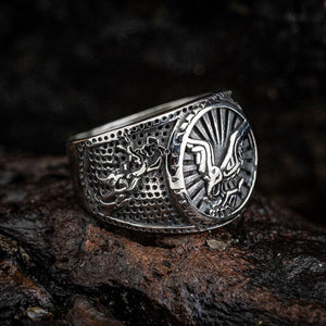 Stainless Steel Winged Raven Ring - Norse Spirit