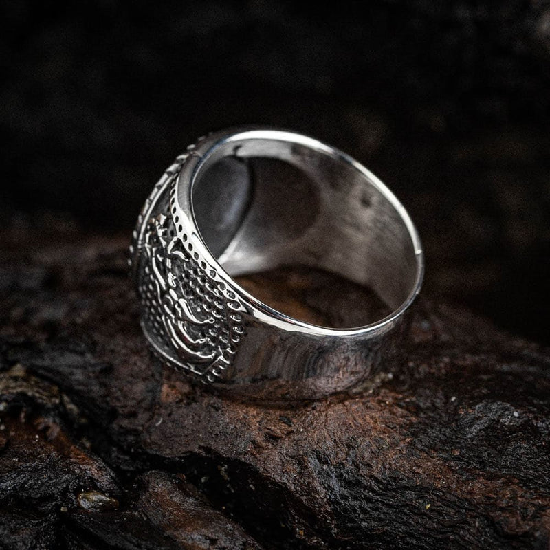 Stainless Steel Winged Raven Ring - Norse Spirit
