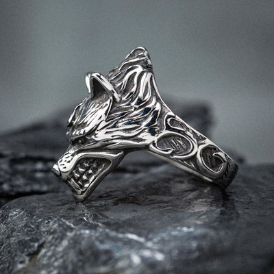 Stainless Steel Wolf Head Biker Ring - Norse Spirit