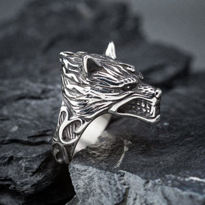 Stainless Steel Wolf Head Biker Ring-Viking Ring-Norse Spirit