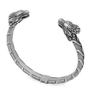 Stainless Steel Wolf Head Braided Torc Bracelet-Viking Bracelet-Norse Spirit