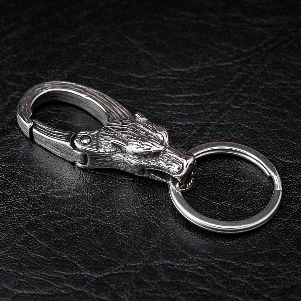 Stainless Steel Wolf Head Keychain-Viking Collectables-Norse Spirit