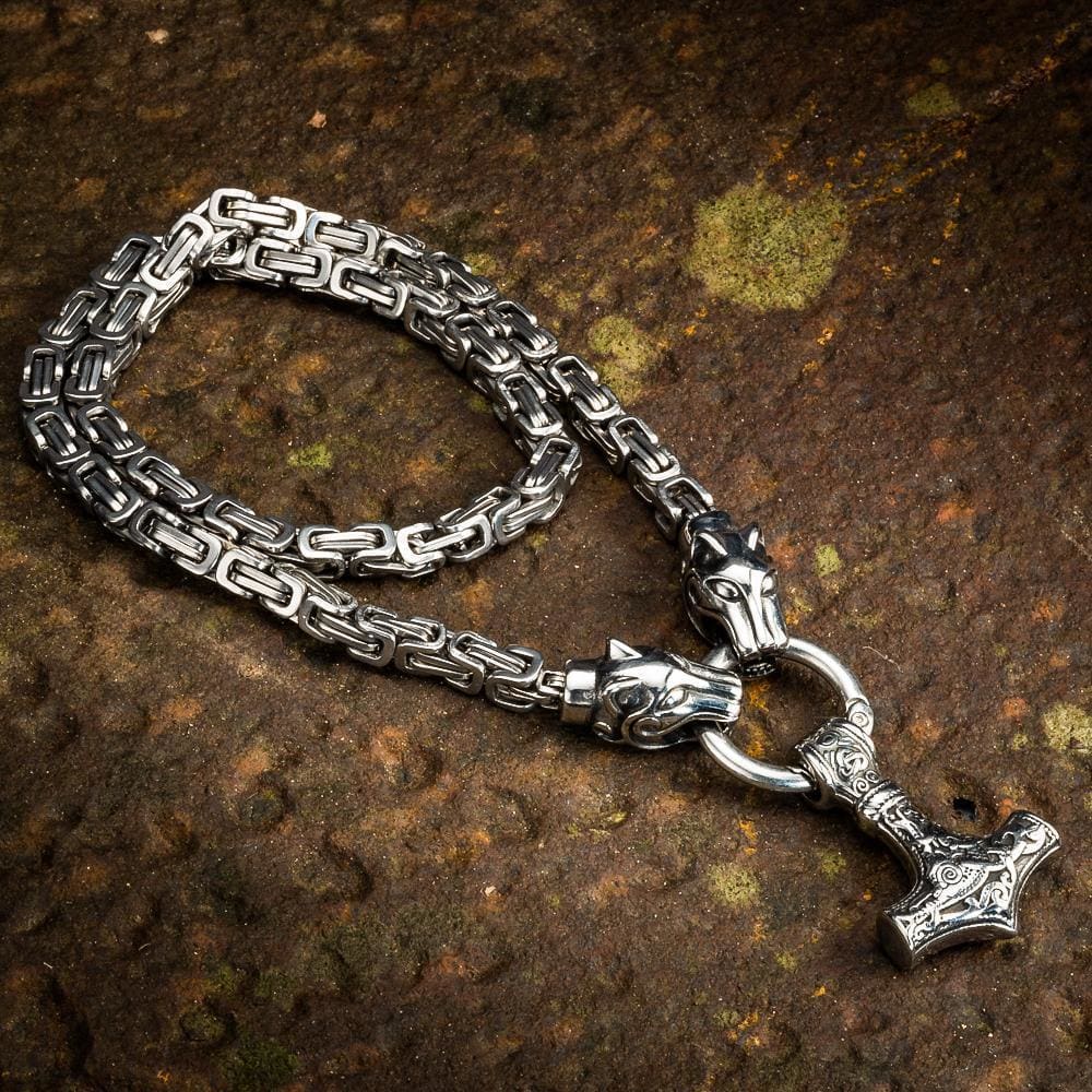 Stainless Steel Wolf Head Link Kings Chain with Stainless