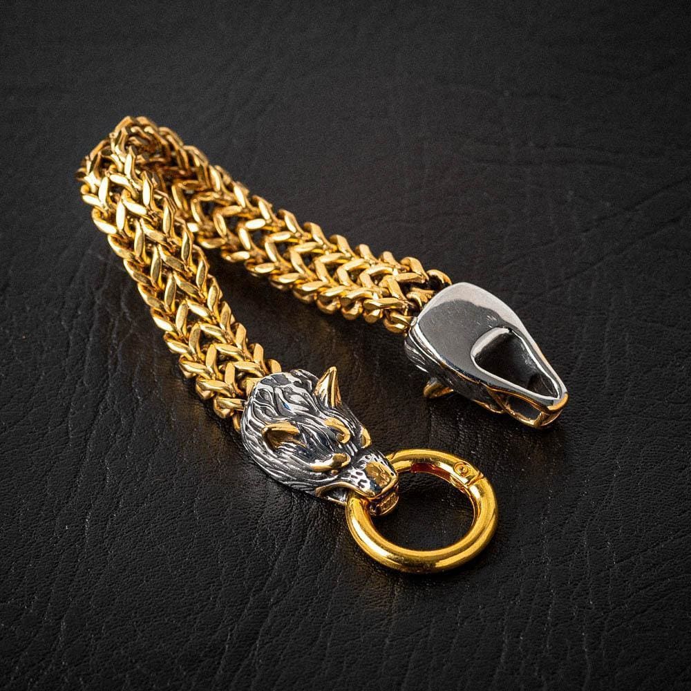 Stainless Steel Wolf Head Mesh Chain Bracelet-Viking Bracelet-Norse Spirit