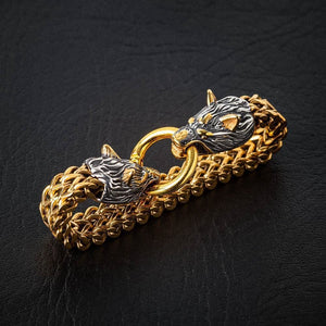 Stainless Steel Wolf Head Mesh Chain Bracelet-Viking Bracelet-Norse Spirit