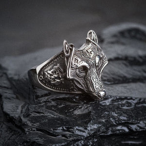 Stainless Steel Wolf Head Viking Ring-Viking Ring-Norse Spirit