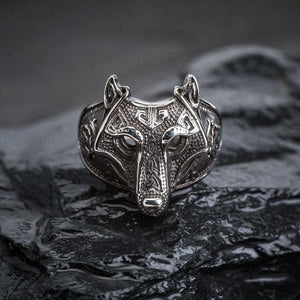 Stainless Steel Wolf Head Viking Ring-Viking Ring-Norse Spirit