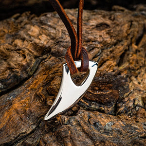 Stainless Steel Wolf Tooth Pendant on Adjustable Leather Cord-Viking Necklace-Norse Spirit
