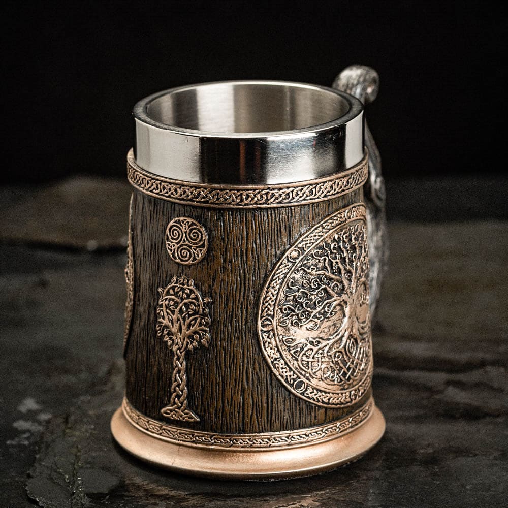 Stainless Steel Yggdrasil / Tree of Life Beer Tankard-Viking Tankard-Norse Spirit