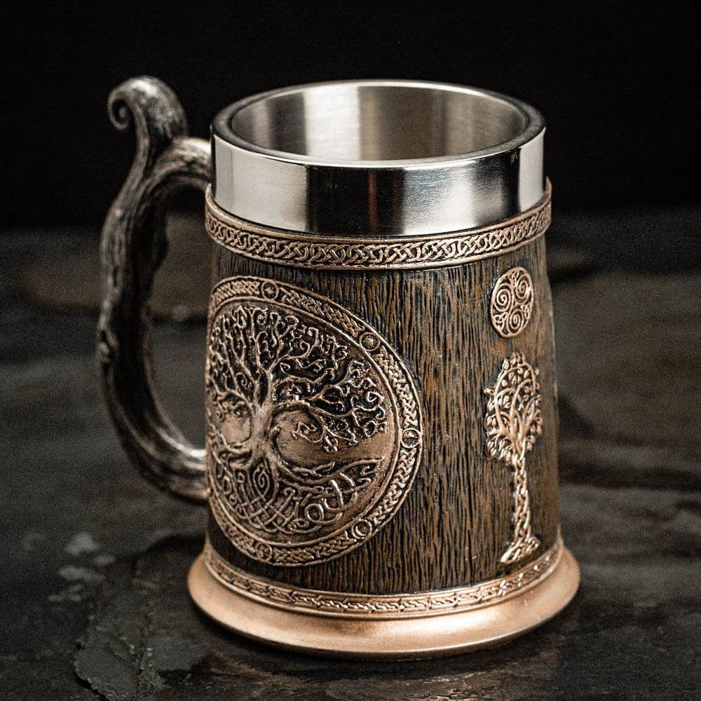 Stainless Steel Yggdrasil / Tree of Life Beer Tankard - Norse Spirit