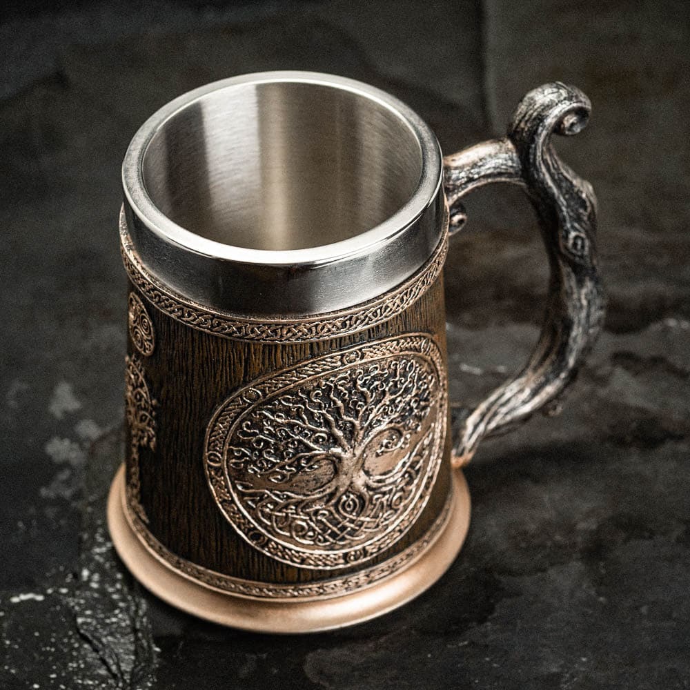 Stainless Steel Yggdrasil / Tree of Life Beer Tankard-Viking Tankard-Norse Spirit