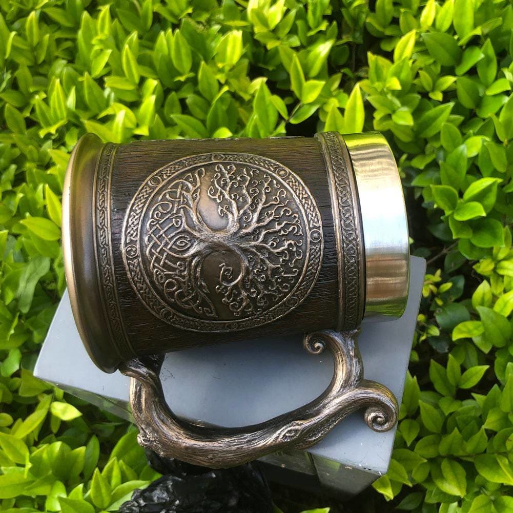 Stainless Steel Yggdrasil / Tree of Life Beer Tankard-Viking Tankard-Norse Spirit