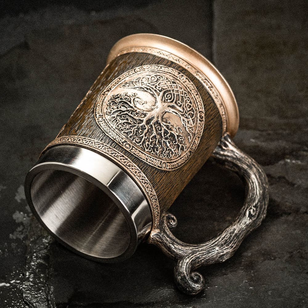Stainless Steel Yggdrasil / Tree of Life Beer Tankard-Viking Tankard-Norse Spirit