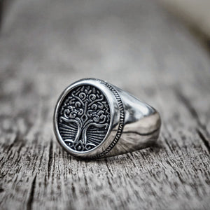 Stainless Steel Yggdrasil / Tree of Life Circular Ring-Viking Ring-Norse Spirit