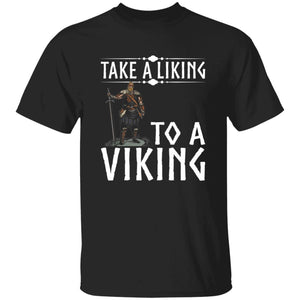 Take A Liking To A Viking Black T-Shirt-T-Shirts-Norse Spirit