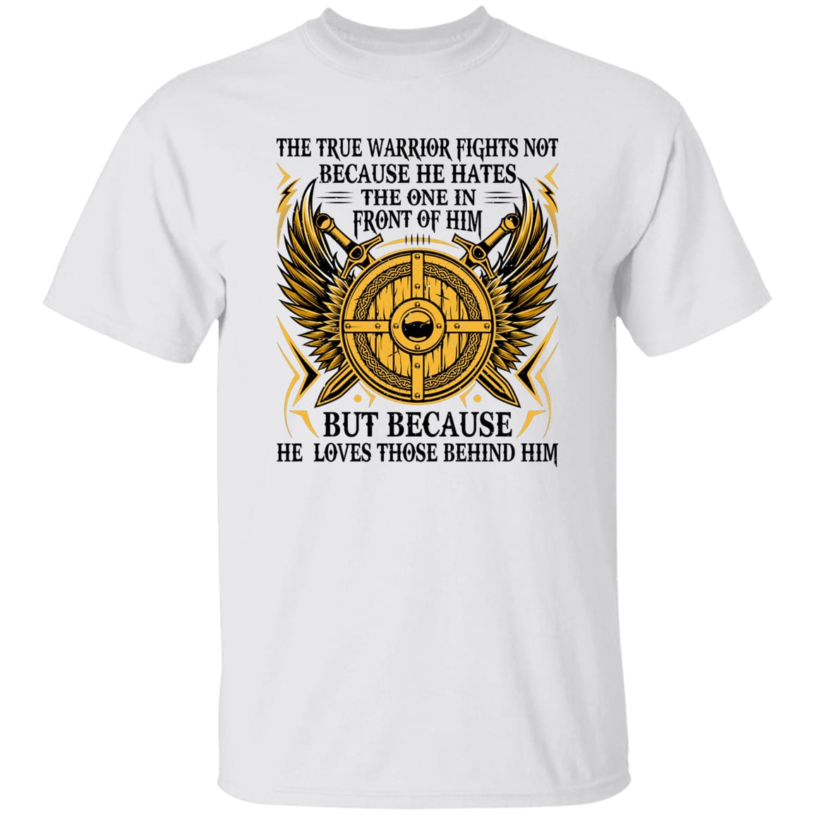 The True Warrior Fights White T-Shirt-T-Shirts-Norse Spirit