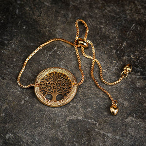 Tree of Life Cubic Zirconia Adjustable Bracelet-Viking Bracelet-Norse Spirit