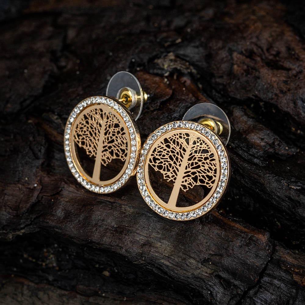 Tree of Life Cubic Zirconia Stud Earrings-Norse Spirit