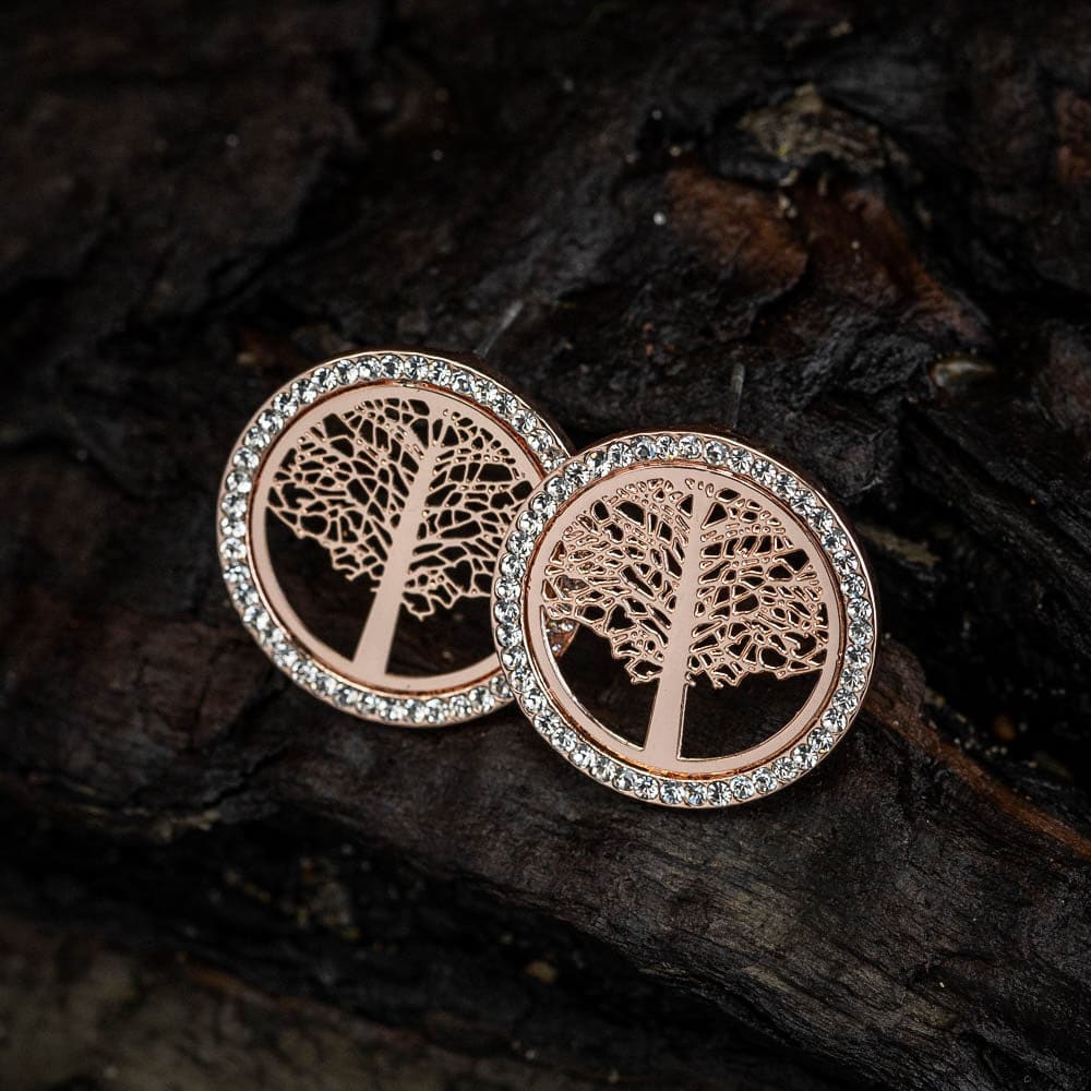 Tree of Life Cubic Zirconia Stud Earrings-Norse Spirit