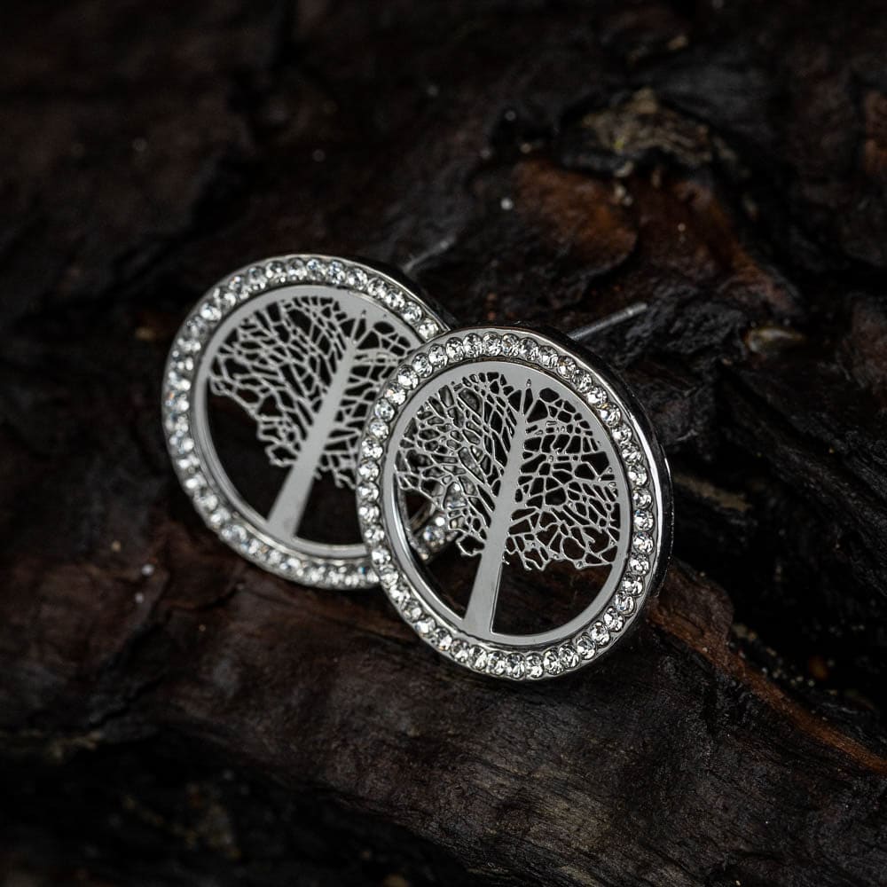 Tree of Life Cubic Zirconia Stud Earrings-Norse Spirit