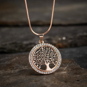 Tree of Life / Yggdrasil Ladies Pendant With Cubic Zirconia-Viking Necklace-Norse Spirit