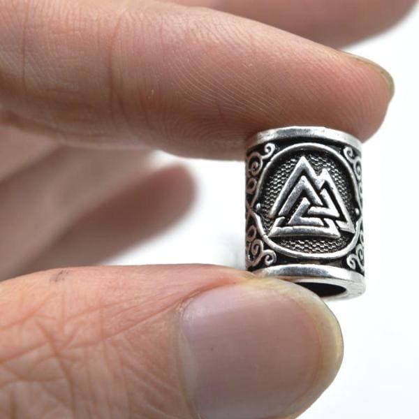 Viking Beard Bead with Valknut Design