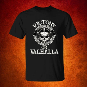 Victory Or Valhalla Black T-Shirt-T-Shirts-Norse Spirit