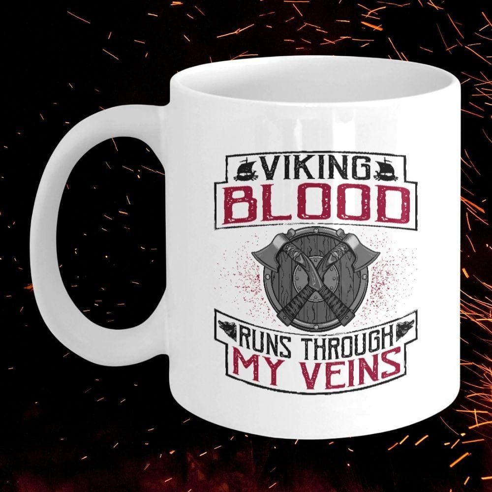Viking Blood White Mug-Viking Mug-Norse Spirit